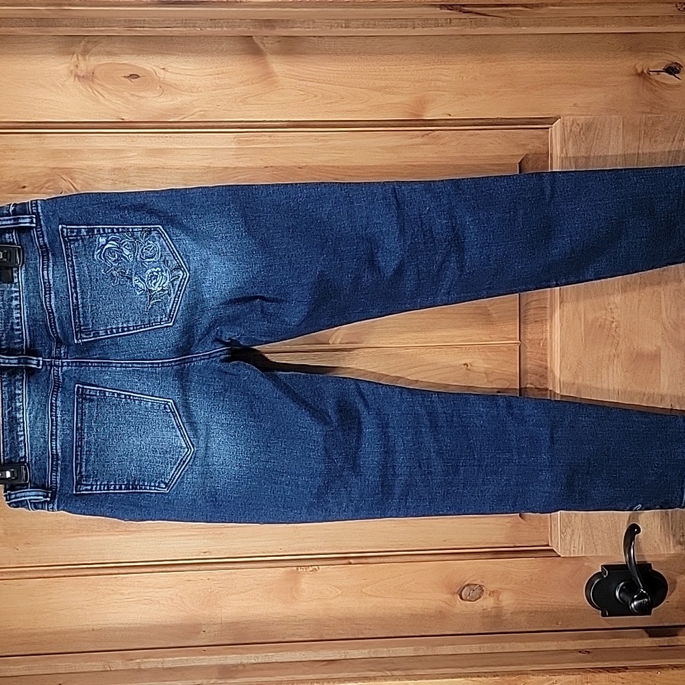 Miss Me Dark Blue Skinny Jeans with Floral Embroidery - Picture 14 of 14